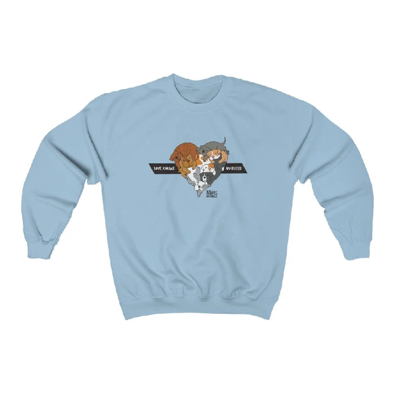 Unisex Heavy Blend™ Crewneck Sweatshirt | Love Knows No Breed | BRINDLE Hoodie with Slit Hem Functional Movement
