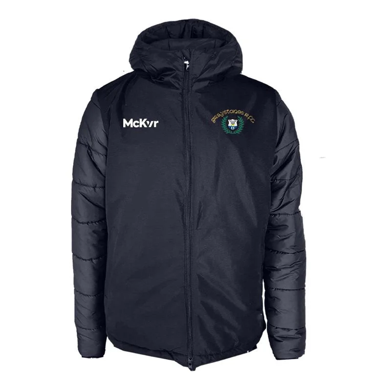 Mc Keever Greystones RFC Core 22 Stadium Jacket - Adult - Navy Print Jacket Jacquard Jacket Patchwork Jacket