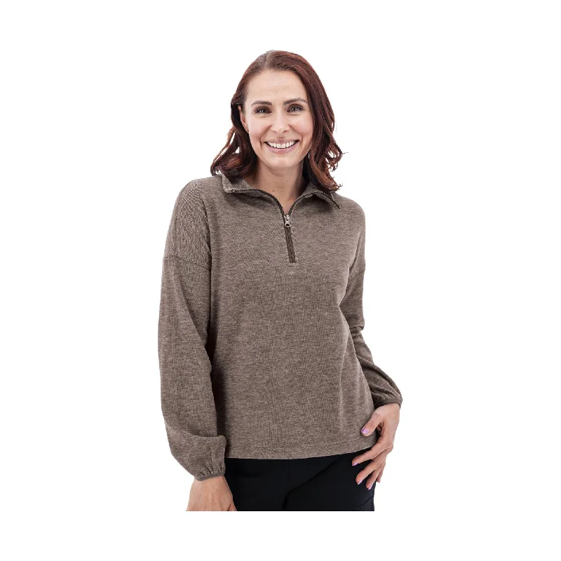 Aventura Women's McKenna Quarter Zip Fleece Pullover - Black Coffee - ONLINE STORE CREDIT/EXCHANGE ONLY Over Sleeve Pullover