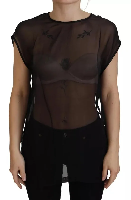 Dolce & Gabbana Black Mesh Transparent Blouse Pullover Women's Top (Pre-Owned) Short Sleeve Top