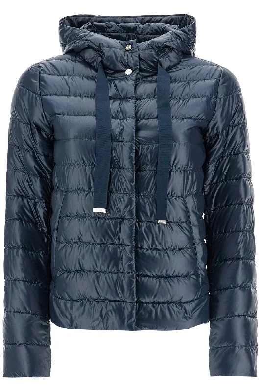 cropped down jacket with hood in ultralight dark blue nylon PI001994D 12017Z BLU Fleece Jacket Down Jacket Feather Jacket