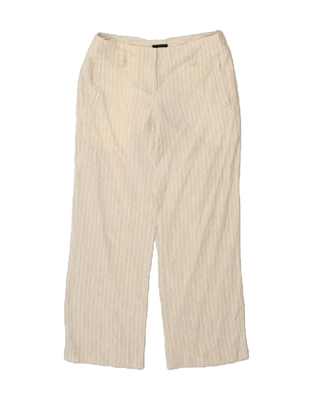 SISLEY Womens Straight Chino Trousers EU 42 Large W32 L29  Beige Striped Trousers practical durable