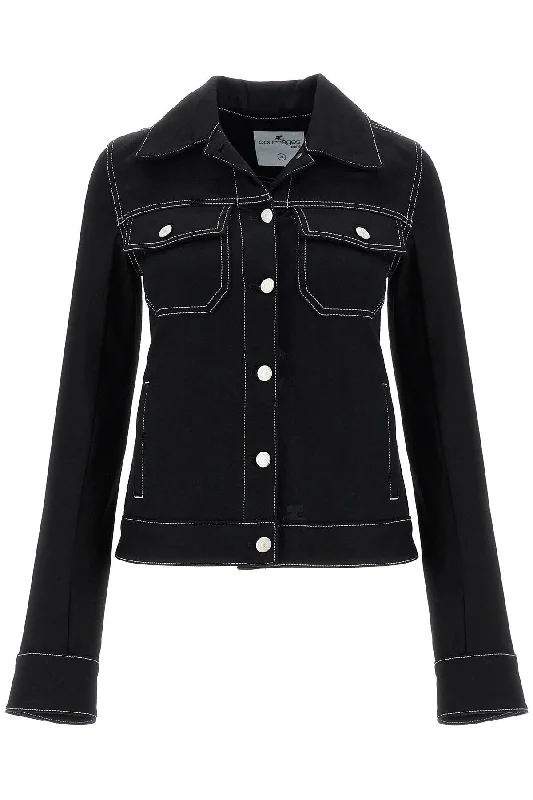 denim trucker jacket for 324DBL208DE0020 BLACK/WHITE Striped Jacket Polka Dot Jacket Floral Jacket