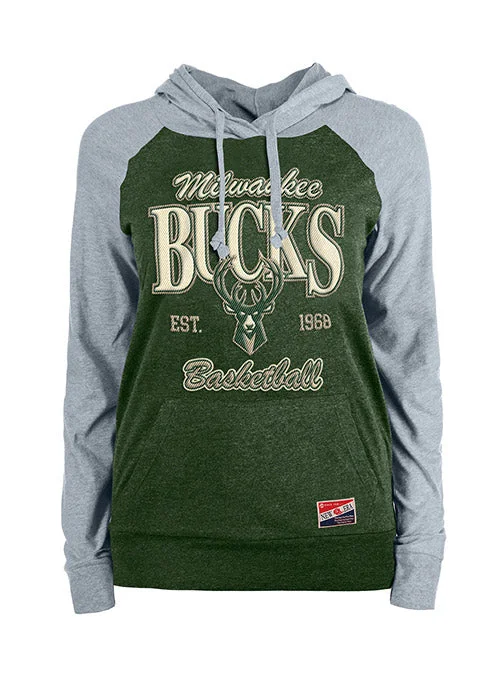 Women's New Era Throwback Milwaukee Bucks Hooded Sweatshirt Hoodie with Zipper Placket Modern Functional