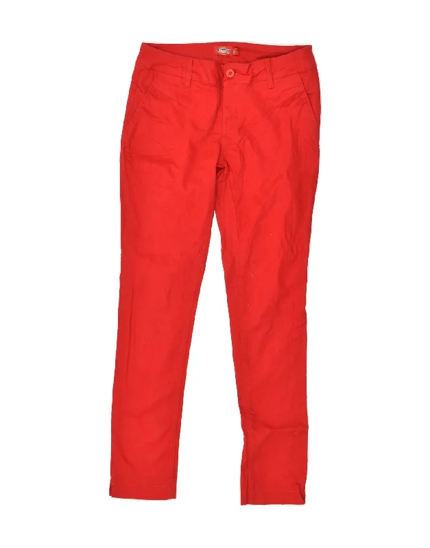 DICKIES Womens Skinny Chino Trousers US 7 Medium W28 L28 Red Trousers Bootcut Casual