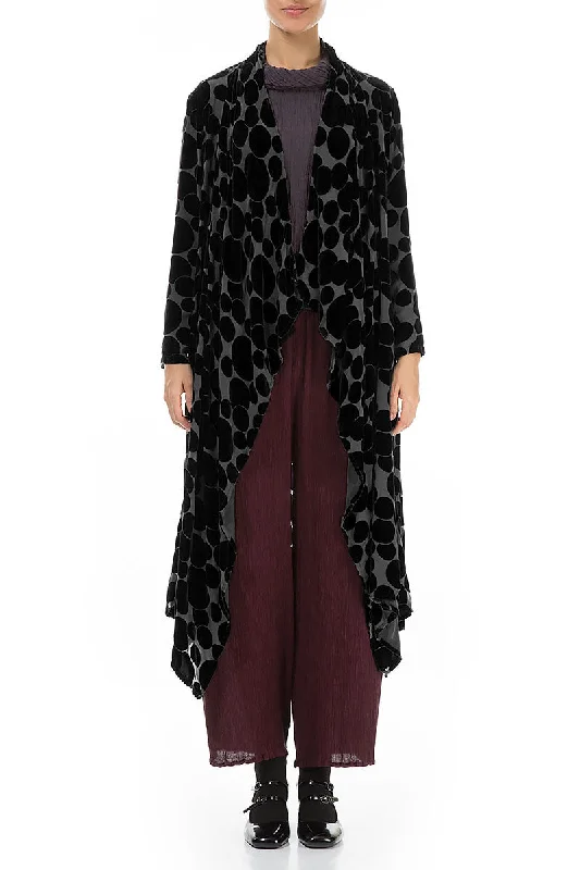 Maxi Open Black Devoré Bubbles Silk Velvet Jacket Herringbone Jacket Checkered Jacket Solid Jacket