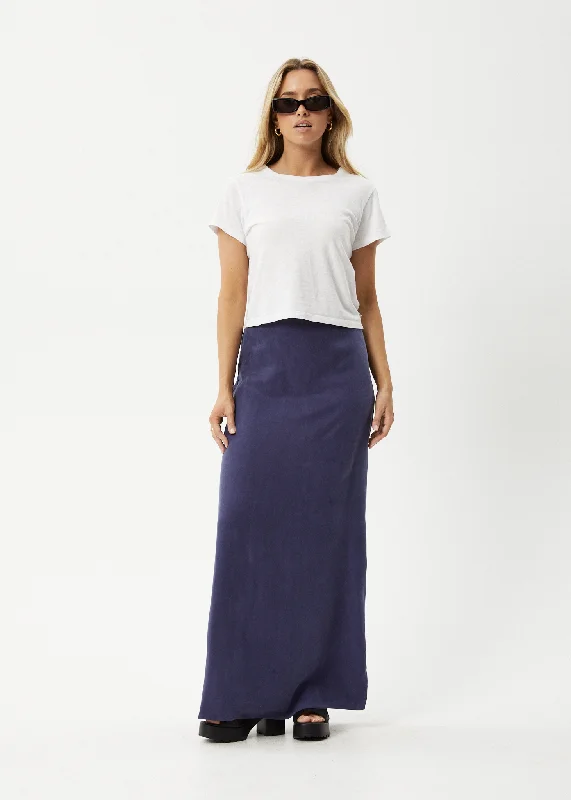 AFENDS Womens Grace - Cupro Maxi Skirt - Navy cashmere skirt fine