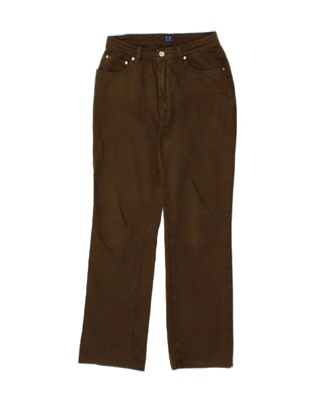 TRUSSARDI Womens Straight Casual Trousers IT 44 Medium W28 L29  Khaki Trousers Hiking Durable