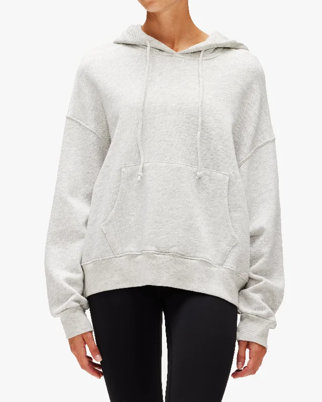 Monrow Fleece Slouchy Pullover Hoodie V-Neck Stylish Pullover