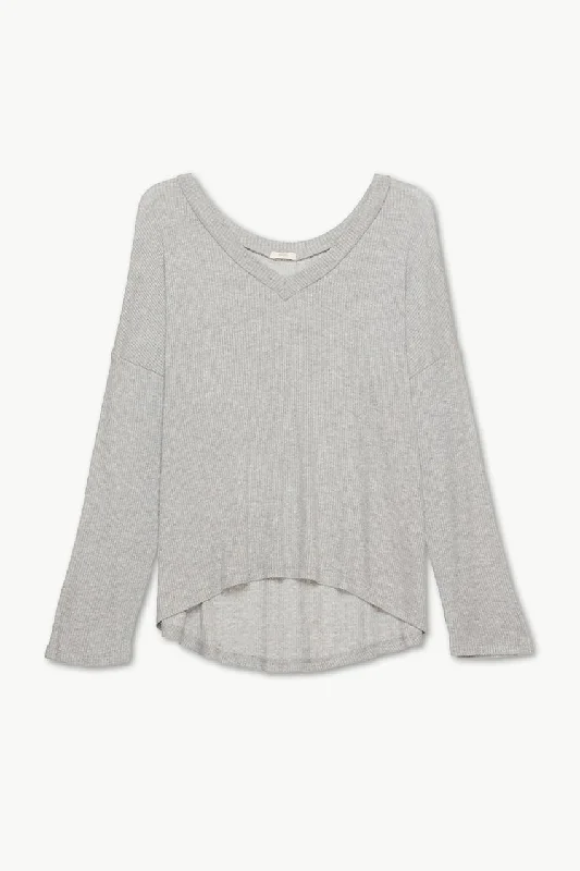 Eberjey Elon V Neck Pullover - Heather Grey Kimono Neck Pullover