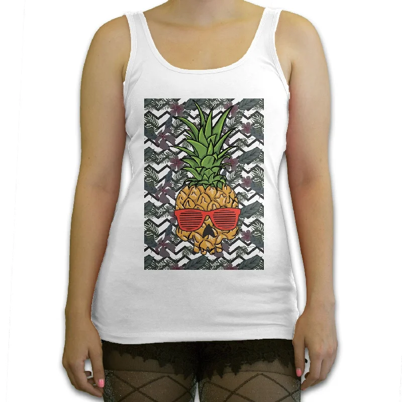 Function - Pineapple Skull Women's Fashion Tank Top off shoulder tank