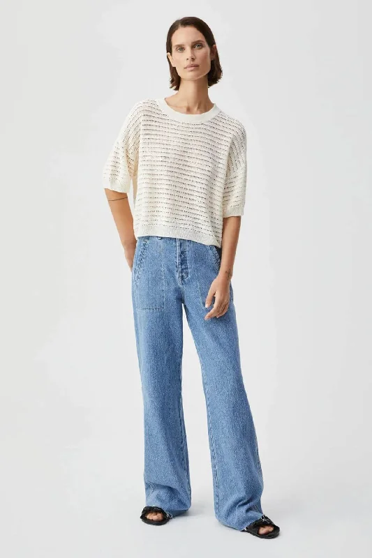 BRYON KNIT PULLOVER MILK Asymmetrical Neck Pullover