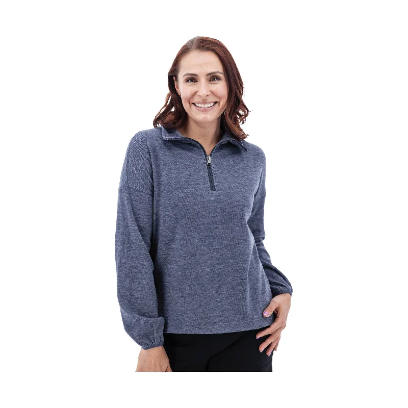 Aventura Women's McKenna Quarter Zip Fleece Pullover - Peacoat - ONLINE STORE CREDIT/EXCHANGE ONLY Puff Sleeve Stylish