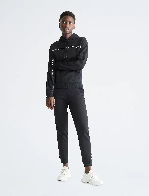Calvin Klein Performance Active Icon Logo Tape Hoodie - Women Hoodie with Crew Neck Simple Timeless