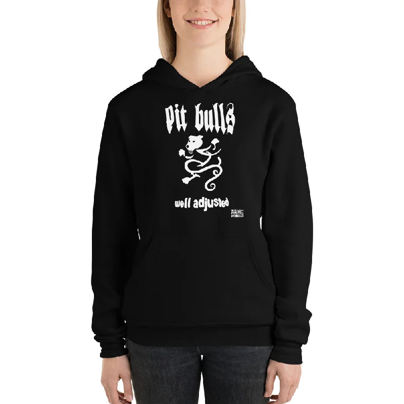 Unisex hoodie | Pit Bulls Well Adjusted NYHC Hoodie with Hem Embroidery Detailed Premium