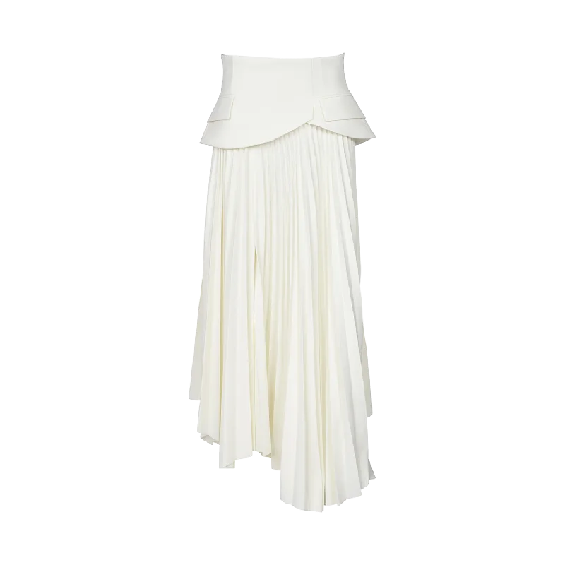 Asymmetric Pleated Maxi Skirt low waist skirt