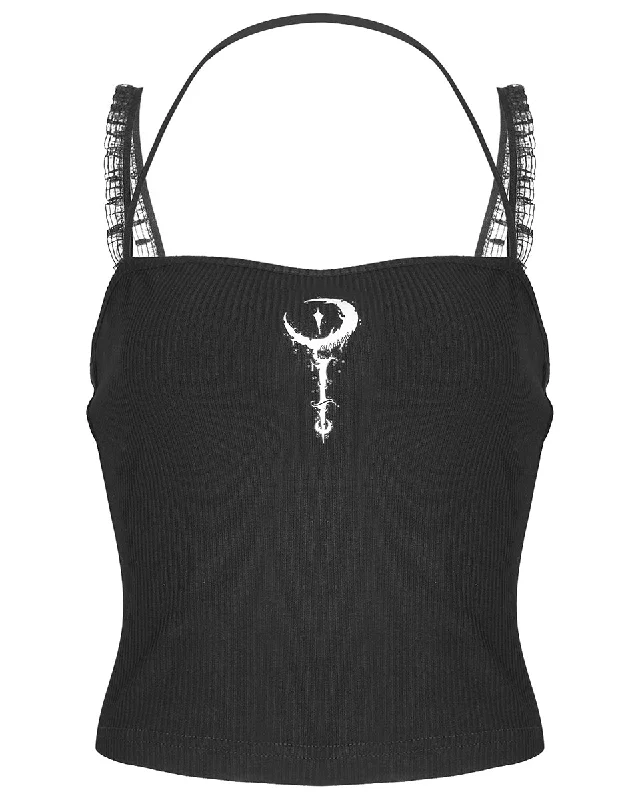 Punk Rave Daily Life Impaling Moonlight Gothic Tank Top Vest ribbed tank top