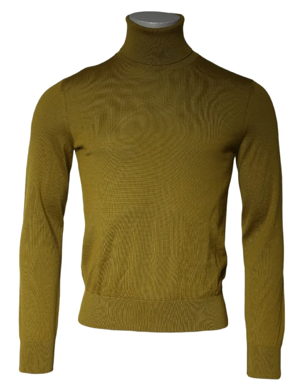 Brown Cashmere Turtleneck Pullover Sweater Box Sleeve Comfort