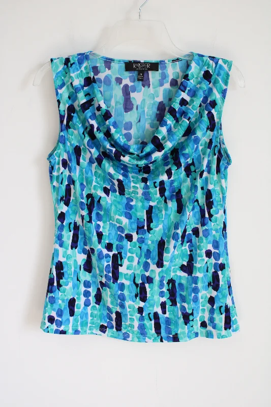 Kasper Separates Blue Patterned Tank | M graphic tank top