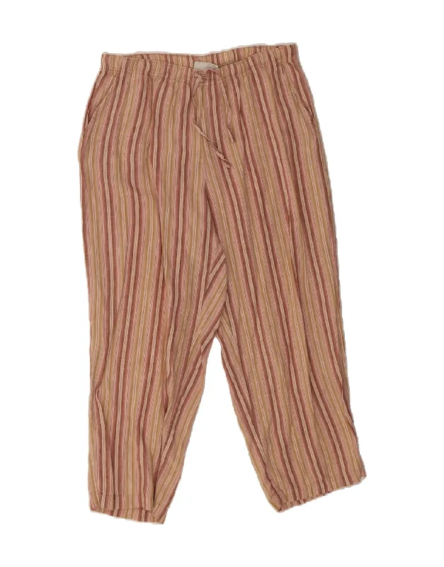 ORVIS Womens Straight Capri Trousers Medium W32 L23 Pink Striped Linen Trousers trendy modern