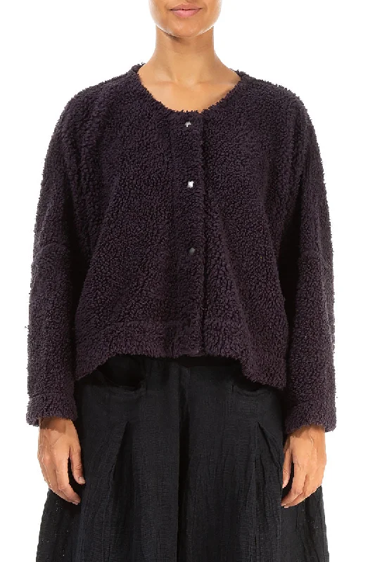 Snap Front Vintage Violet Teddy Cotton Jacket Quilted Jacket Puffer Jacket Insulated Jacket