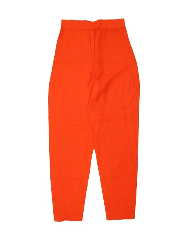 VINTAGE Womens High Waist Tapered Casual Trousers W28 L32 Orange Trousers Culottes Wide Leg