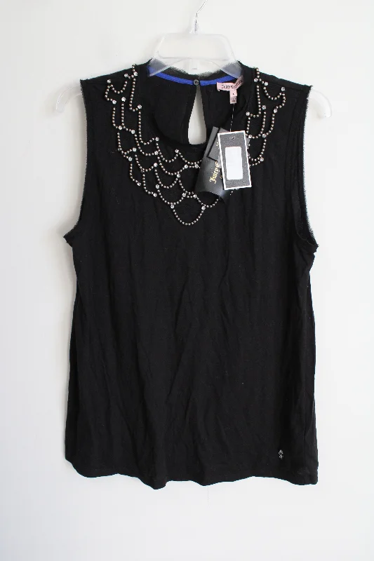 NEW Juicy Couture Black Beaded Tank | L breathable tank top