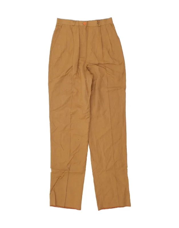 VINTAGE Womens High Waist Chino Trousers EU 40 Medium W27 L34 Beige Linen Trousers luxurious premium