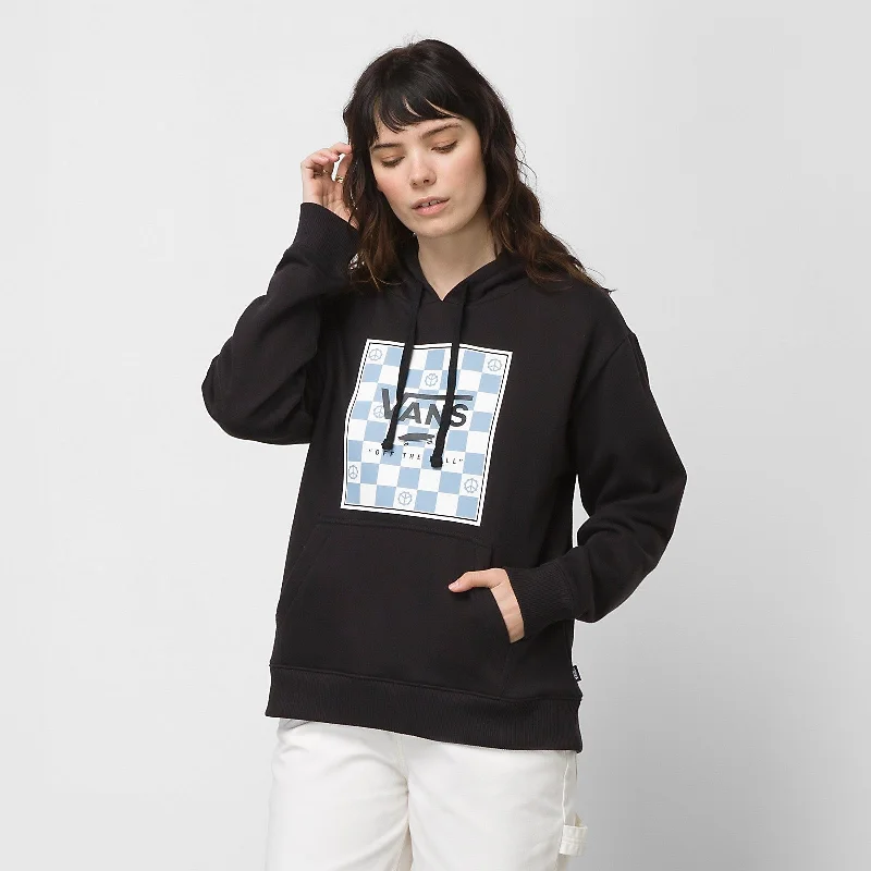 VANS BOXED IN BFF LONG SLEEVE HOODIE PEACE CHECK (VN0A7RME) Hoodie with Set-In Sleeves Structured Classic