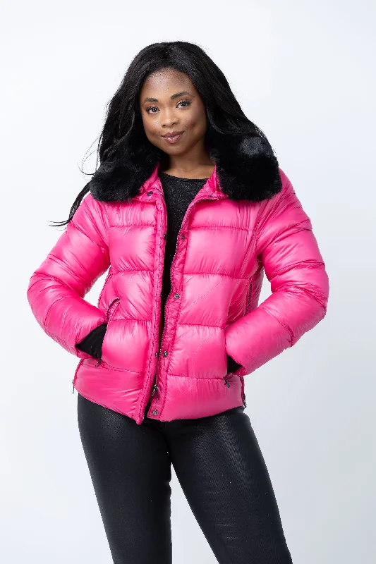 Love Token Jessie Jacket in Hot Pink Front Pockets Side Pockets Patch Pockets