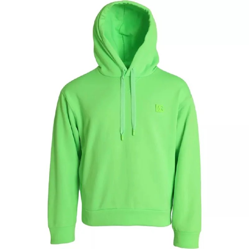 Neon Green Logo Pullover Hooded Sweatshirt Sweater Surplice Neck Pullover