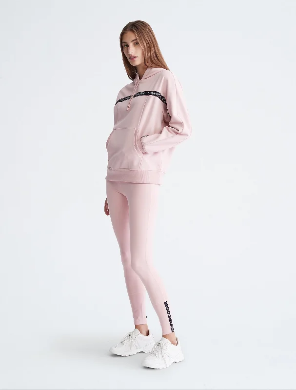 Calvin Klein Performance Active Icon Logo Tape Hoodie - Women Hoodie with Drawstring Waist Adjustable Fitted
