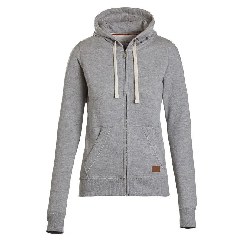 Landway Women's Heather Grey Westport Vintage Full Zip Cotton Sweatshirt Hoodie with Applique Textured Unique