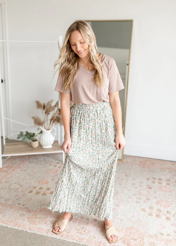 Floral Pleated Maxi Skirt - FINAL SALE denim skirt classic