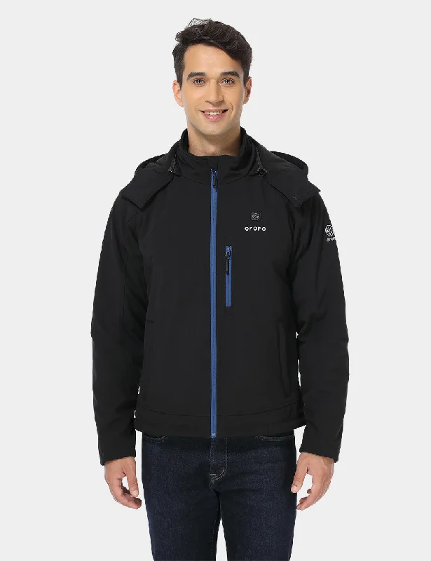 Men's Classic Heated Jacket - Black & Blue Hoodie Zip-Up Jacket Button-Up Jacket