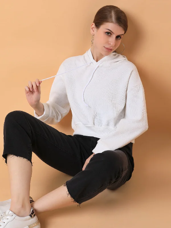 Women Solid White Pullover-1102-White Deep Neck Pullover