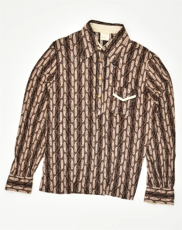 VINTAGE Womens Pullover Shirt UK 12 Medium Maroon Cotton Textured Knit Design