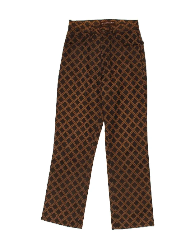 MARIELLA BURANI Womens Straight Casual Trousers W26 L26 Brown Geometric Trousers Business Professional