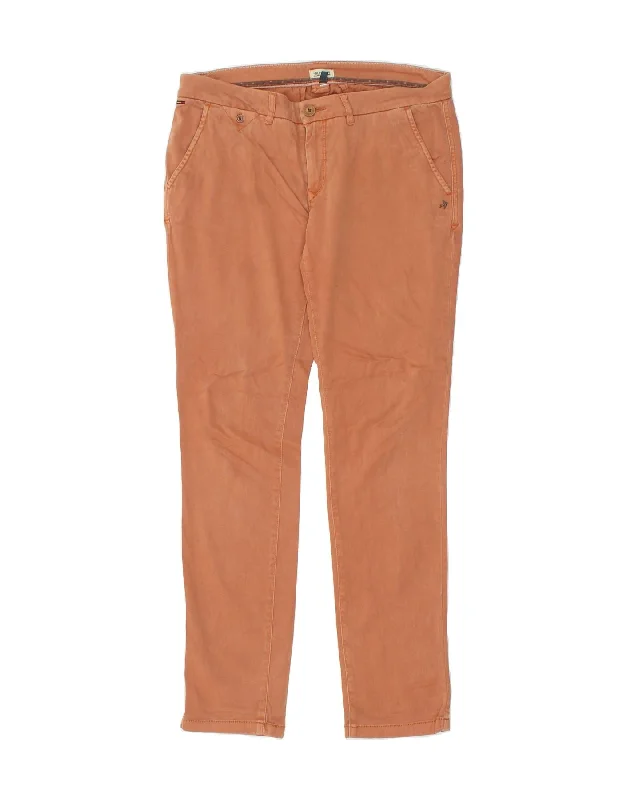 TOMMY HILFIGER Womens Slim Chino Trousers W31 L32 Orange Cotton Trousers Tapered Slim Fit