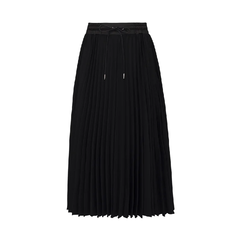 Pleated Drawstrings Midi Skirt leather skirt durable