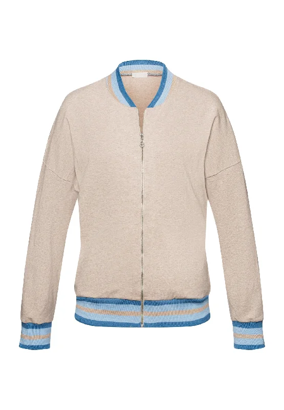 Natural Living Cotton Zip-Up Jacket | Camel Melange 78850-2895 Knit Jacket Woven Jacket Fleece Jacket