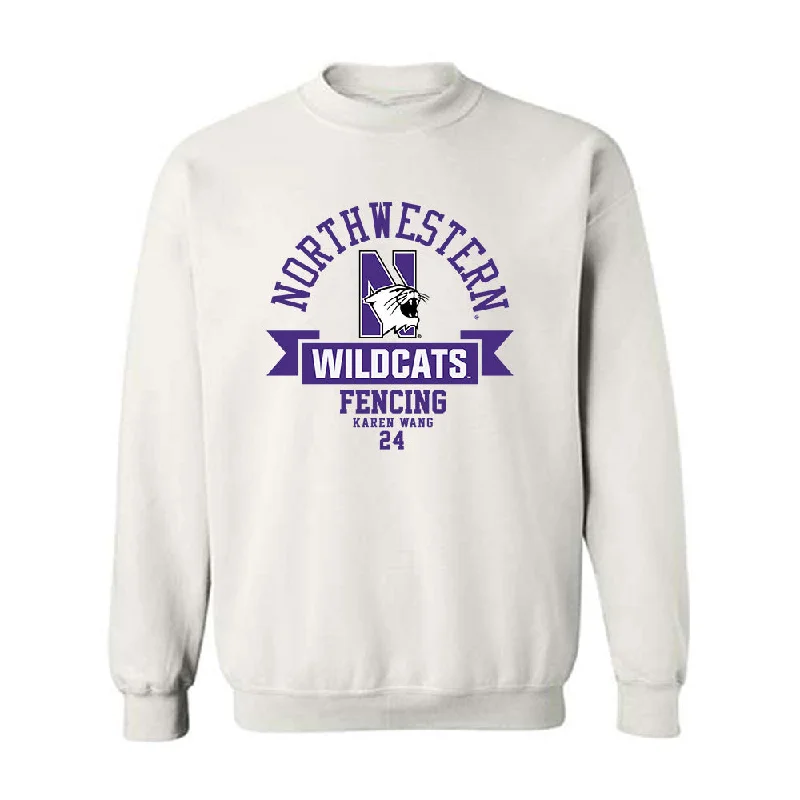 Northwestern - NCAA Women's Fencing : Karen Wang - Classic Fashion Shersey Crewneck Sweatshirt Hoodie with Strings Custom Fit Adjustable