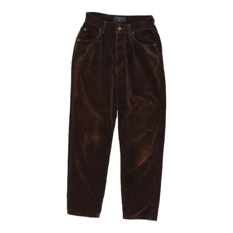 Valentino Womens Brown Velvet Trousers | Vintage High End Luxury Designer VTG Trousers Summer Linen