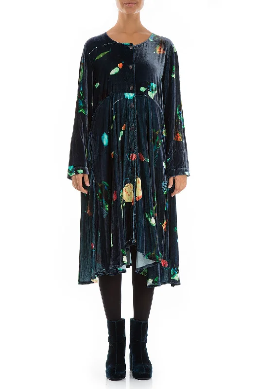 Fairy-Tale Print Flared Silk Velvet Jacket Fitted Jacket Loose Jacket Oversized Jacket