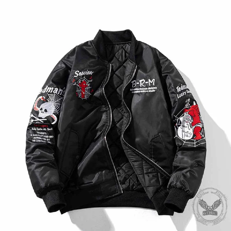 Skull Snake Embroidery Thickened Baseball Uniform Flight Jacket Jacket Blazer Coat