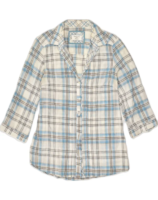 MASSIMO DUTTI Womens 3/4 Sleeve Pullover Shirt EU 40 Medium White Check Crew Neck Wool MASSIMO DUTTI Womens 3/4 Sleeve Pullover Shirt EU 40 Medium White Check Crew Neck Wool