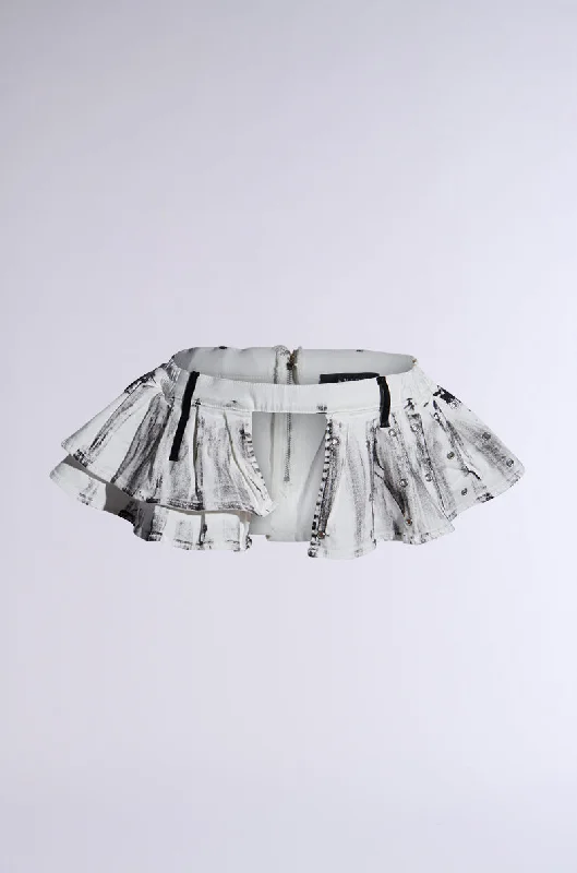 RAYRAY WASHED DENIM BELT SKIRT linen skirt breathable