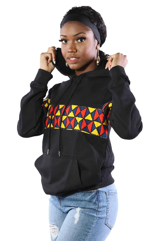 Jero African Print Unisex Pullover Hoodie Sweatshirt Ruffled Neck Pullover