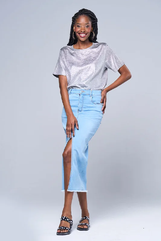 Denim skirt velvet skirt glossy