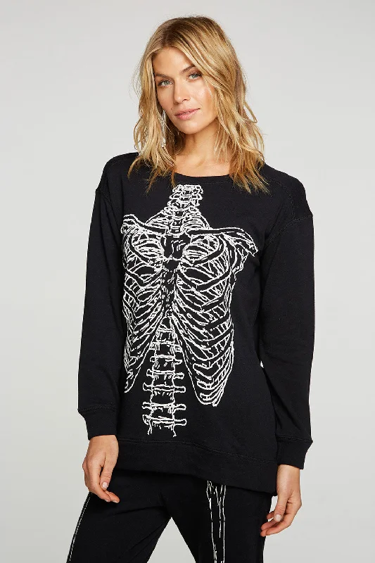 Skeleton Pullover Slit Sleeve Stylish